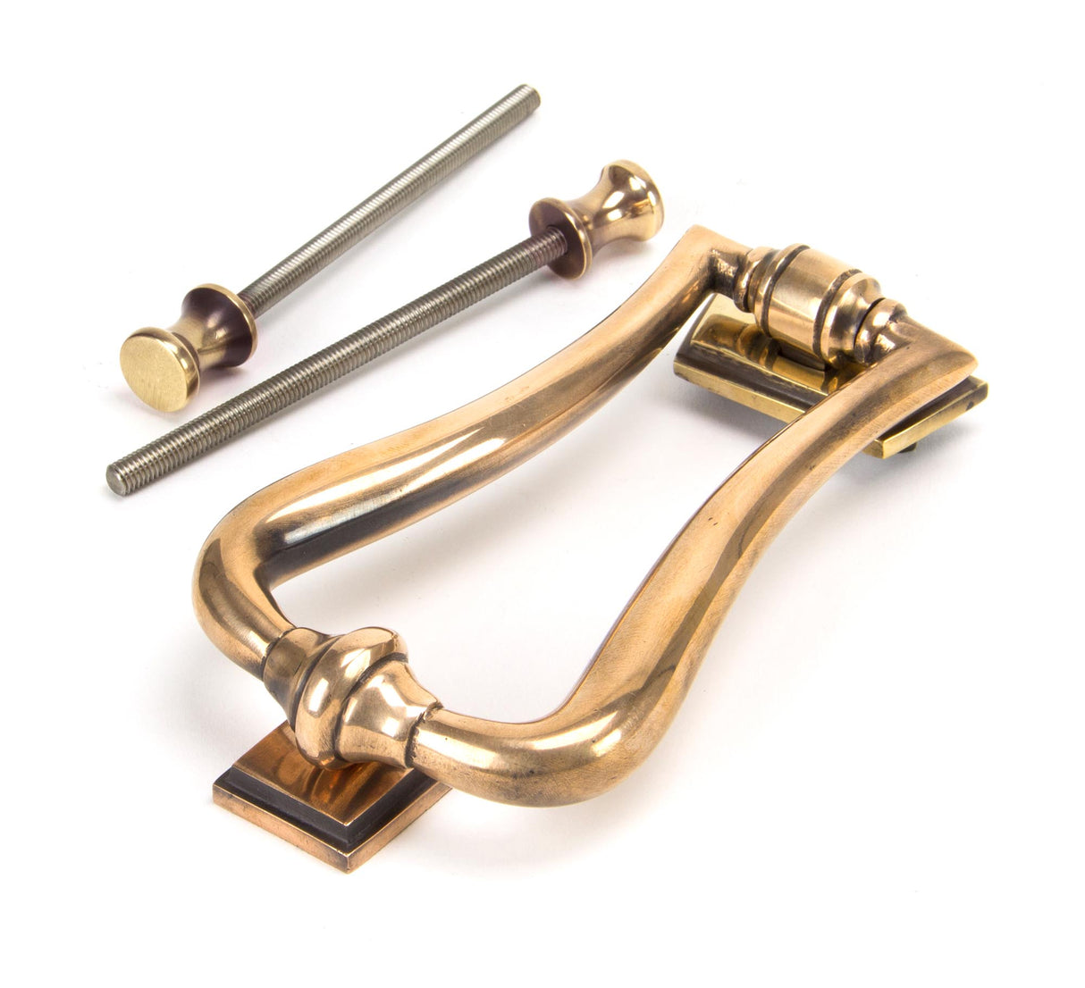 From The Anvil - Polished Bronze Slimline Art Deco Door Knocker | Sku. 91945 | Trade Door Handles.