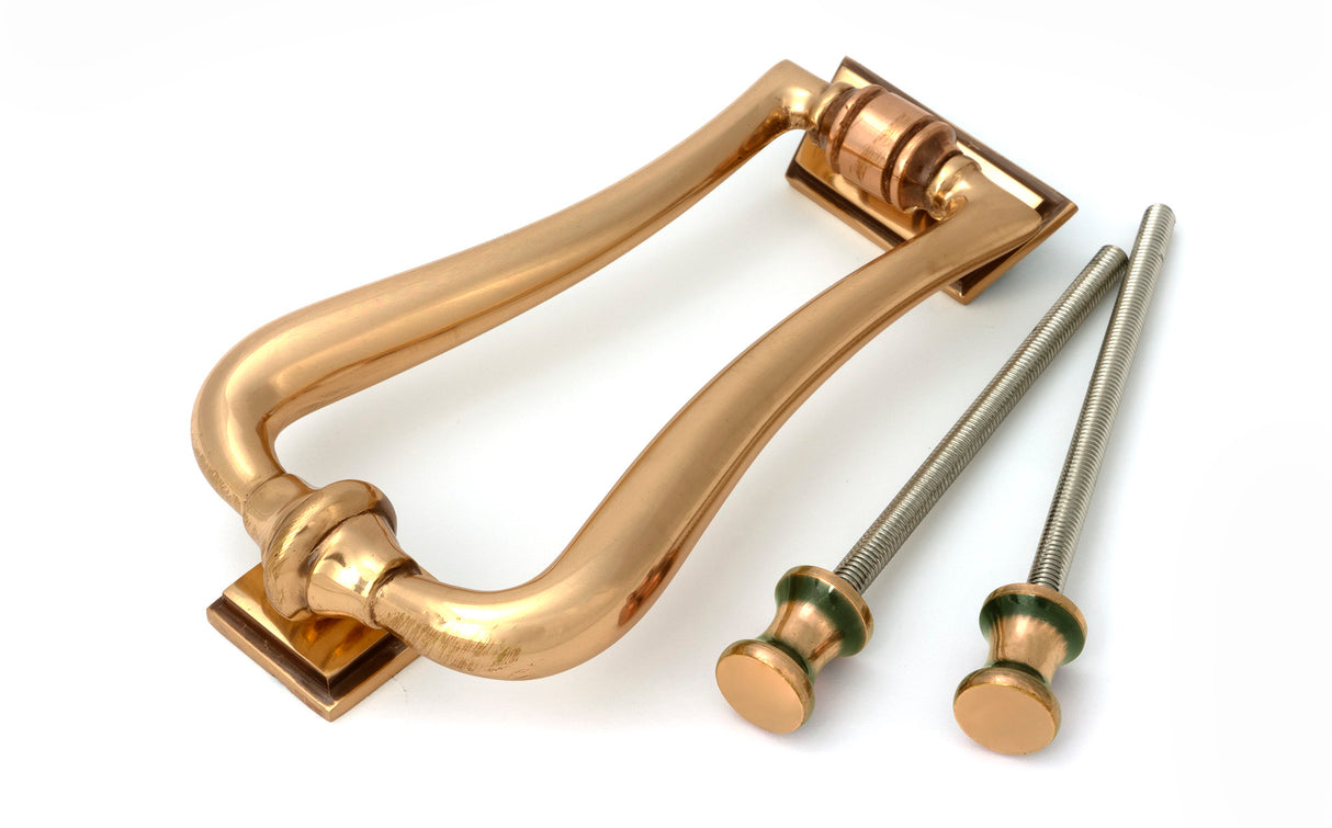 From The Anvil - Polished Bronze Slimline Art Deco Door Knocker | Sku. 91945 | Trade Door Handles.