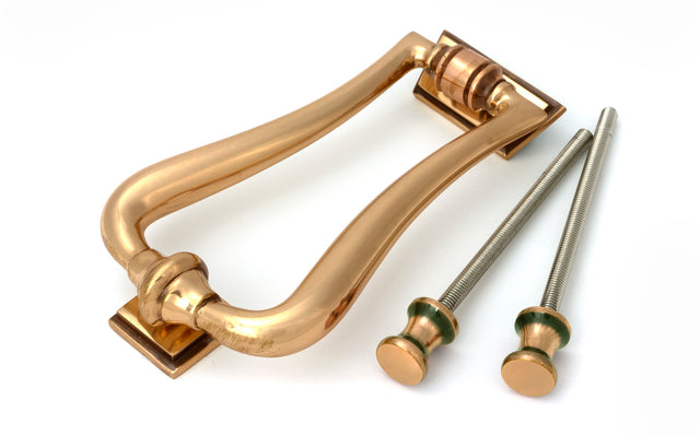 From The Anvil - Polished Bronze Slimline Art Deco Door Knocker | Sku. 91945 | Trade Door Handles.