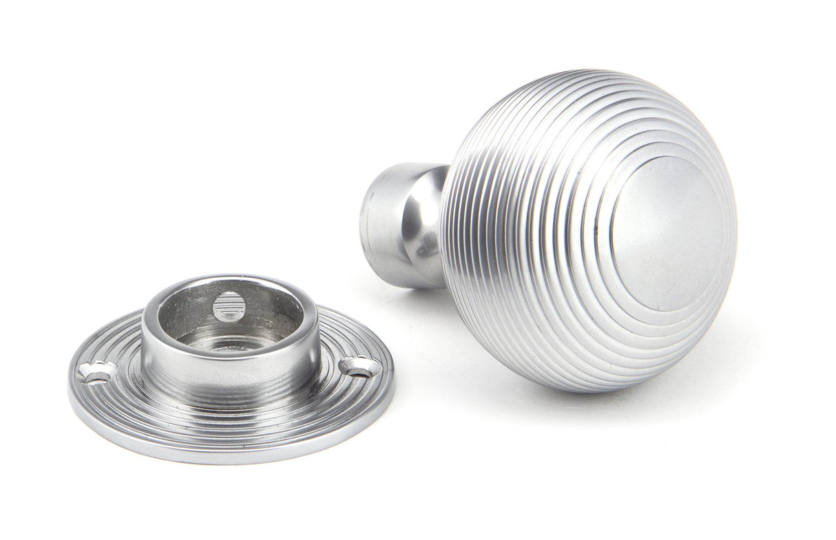 From The Anvil - Satin Chrome Heavy Beehive Mortice/Rim Knob Set | Sku. 91974 | Trade Door Handles.