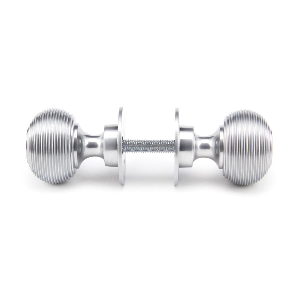 From The Anvil - Satin Chrome Heavy Beehive Mortice/Rim Knob Set | Sku. 91974 | Trade Door Handles.
