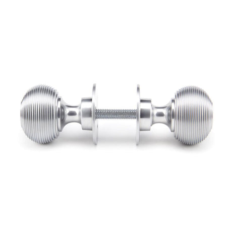 From The Anvil - Satin Chrome Heavy Beehive Mortice/Rim Knob Set | Sku. 91974 | Trade Door Handles.