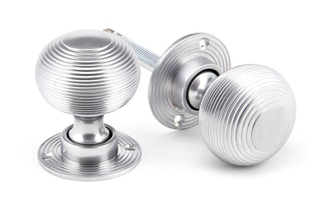 From The Anvil - Satin Chrome Heavy Beehive Mortice/Rim Knob Set | Sku. 91974 | Trade Door Handles.