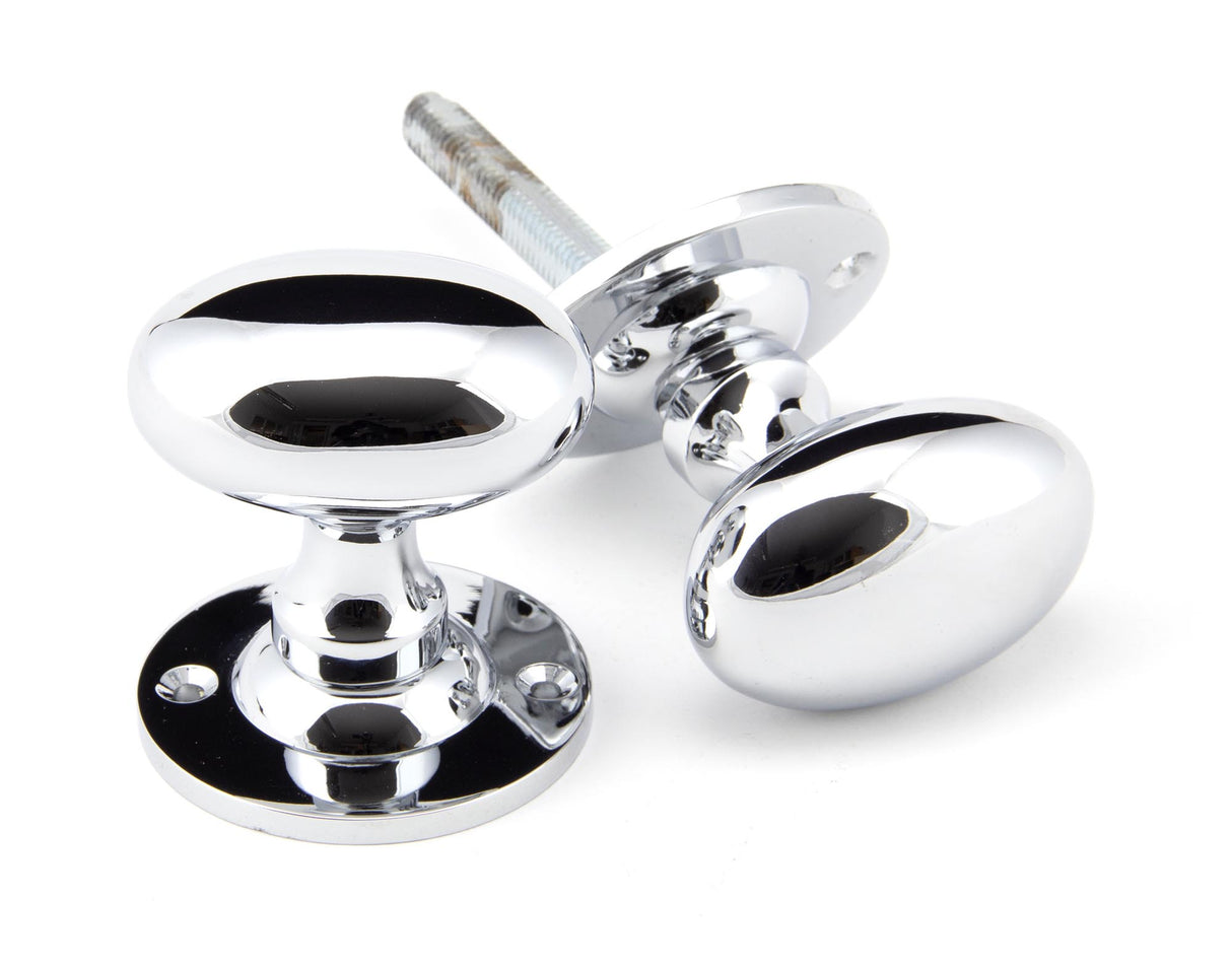 From The Anvil - Polished Chrome Oval Mortice/Rim Knob Set | Sku. 91975 | Trade Door Handles.