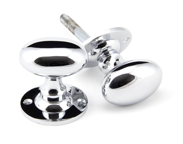 From The Anvil - Polished Chrome Oval Mortice/Rim Knob Set | Sku. 91975 | Trade Door Handles.