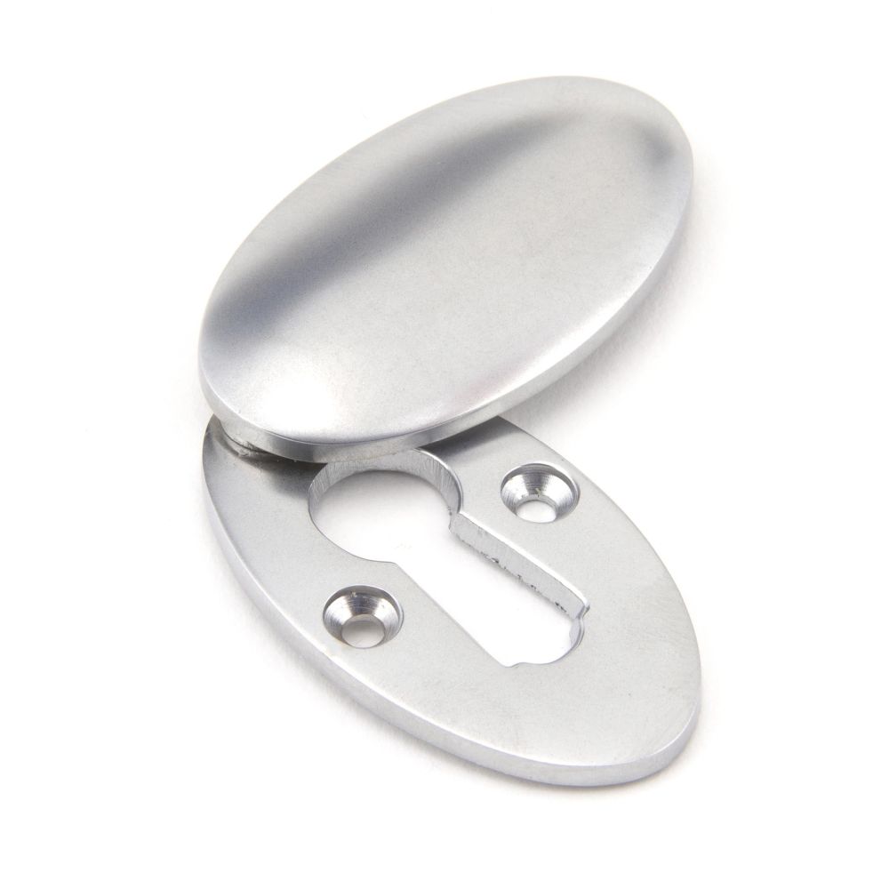 From The Anvil - Satin Chrome Oval Escutcheon & Cover | Sku. 91993 | Trade Door Handles.