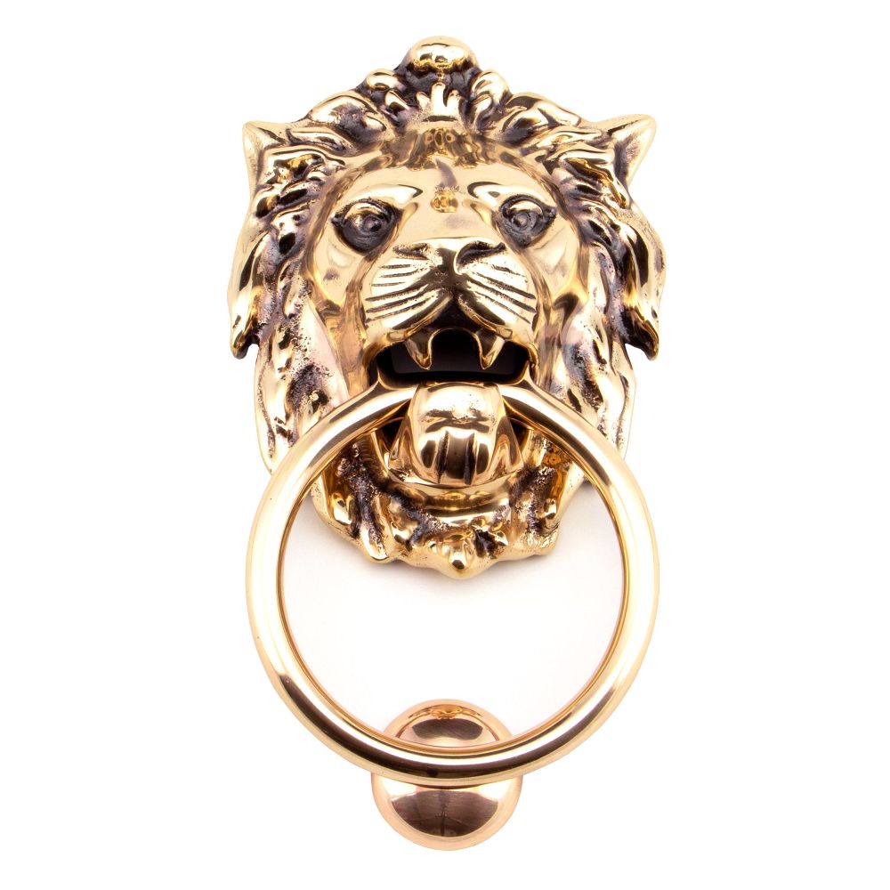 From The Anvil - Polished Bronze Lion Head Door Knocker | Sku. 91999 | Trade Door Handles.
