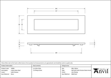 From The Anvil - Satin Chrome Large Letter Plate | Sku. 92003 | Trade Door Handles.