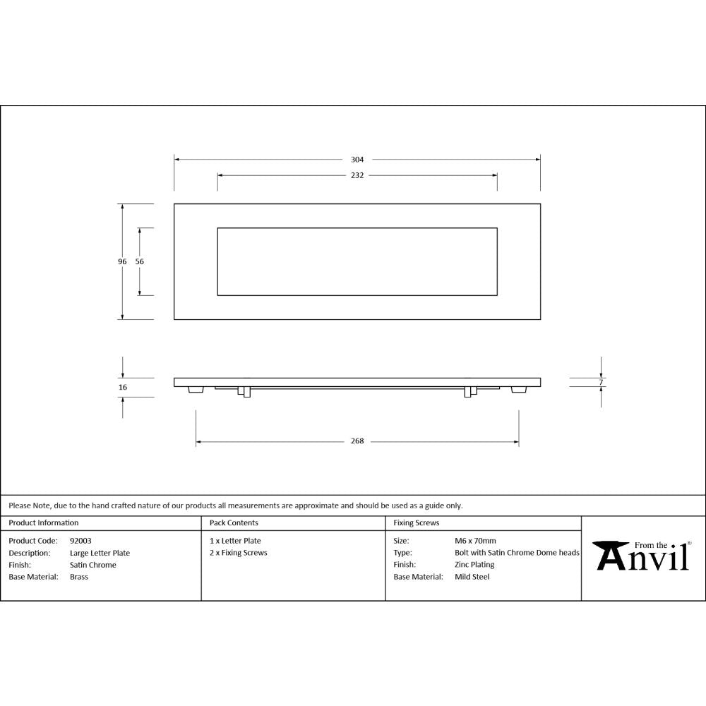 From The Anvil - Satin Chrome Large Letter Plate | Sku. 92003 | Trade Door Handles.