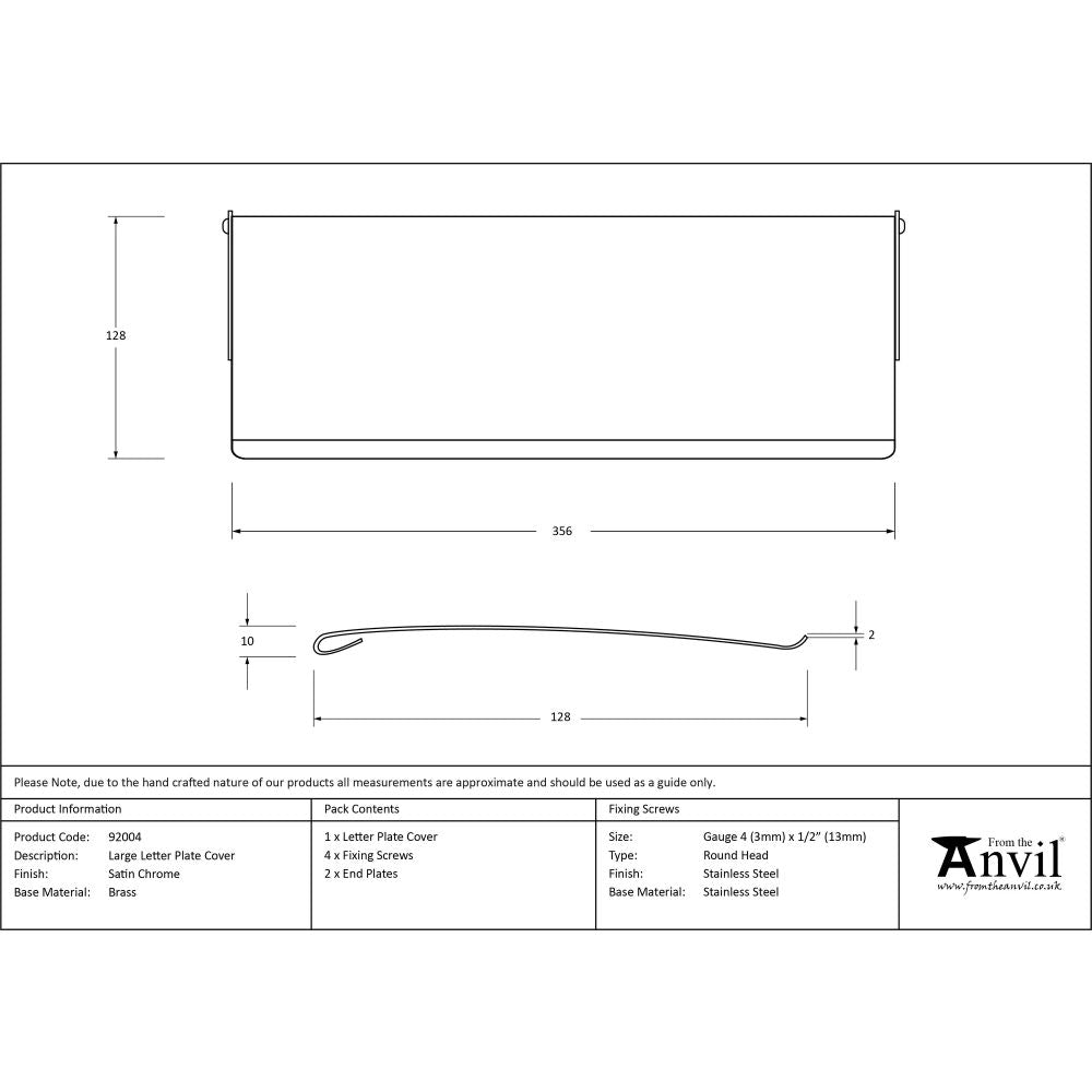 From The Anvil - Satin Chrome Large Letter Plate Cover | Sku. 92004 | Trade Door Handles.