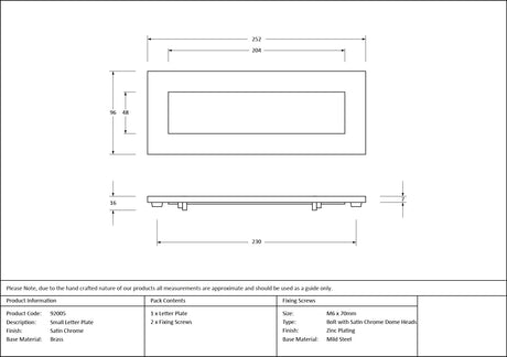 From The Anvil - Satin Chrome Small Letter Plate | Sku. 92005 | Trade Door Handles.