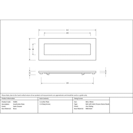 From The Anvil - Satin Chrome Small Letter Plate | Sku. 92005 | Trade Door Handles.