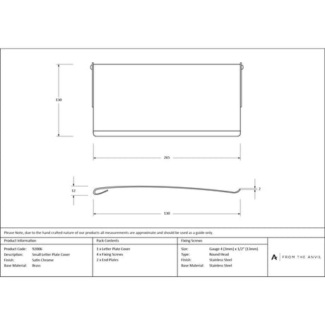 From The Anvil - Satin Chrome Small Letter Plate Cover | Sku. 92006 | Trade Door Handles.