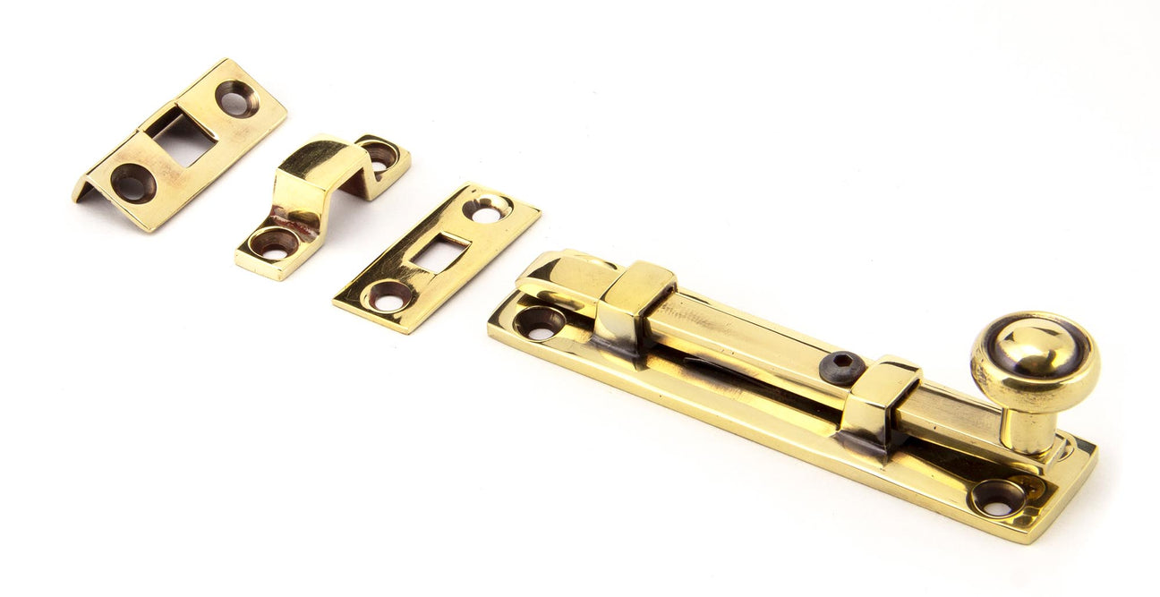 From The Anvil - Aged Brass 4" Universal Bolt | Sku. 92007 | Trade Door Handles.