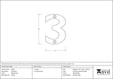 From The Anvil - Aged Bronze Numeral 3 | Sku. 92013 | Trade Door Handles.