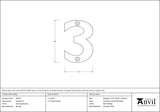 From The Anvil - Polished Bronze Numeral 3 | Sku. 92023 | Trade Door Handles.