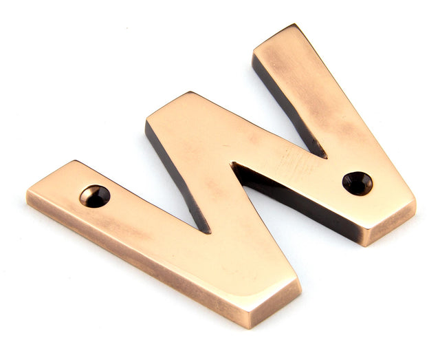From The Anvil - Polished Bronze Letter W | Sku. 92031W | Trade Door Handles.