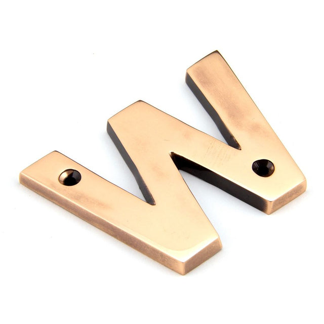From The Anvil - Polished Bronze Letter W | Sku. 92031W | Trade Door Handles.