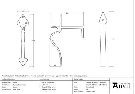 From The Anvil - Black Tuscan Thumblatch | Sku. 92046 | Trade Door Handles.