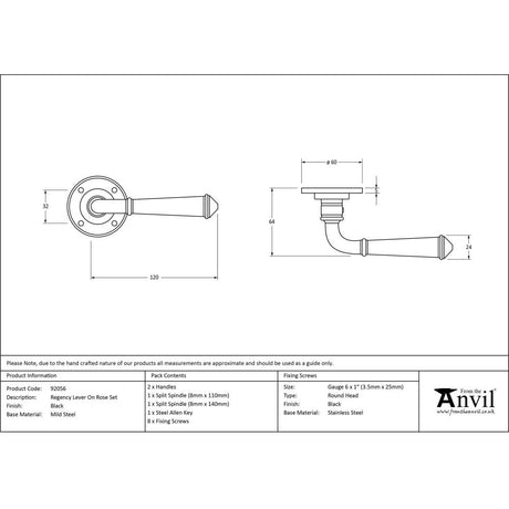 From The Anvil - Black Regency Lever on Rose Set | Sku. 92056 | Trade Door Handles.
