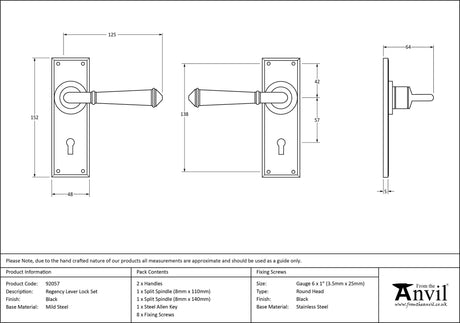 From The Anvil - Black Regency Lever Lock Set | Sku. 92057 | Trade Door Handles.