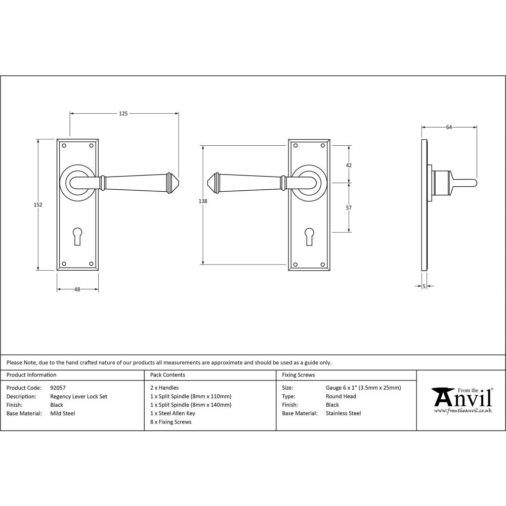 From The Anvil - Black Regency Lever Lock Set | Sku. 92057 | Trade Door Handles.