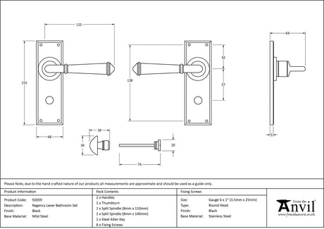 From The Anvil - Black Regency Lever Bathroom Set | Sku. 92059 | Trade Door Handles.
