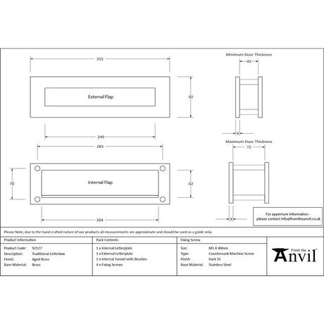 From The Anvil - Aged Brass Traditional Letterbox | Sku. 92127 | Trade Door Handles.