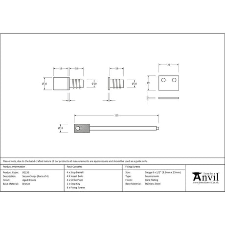 From The Anvil - Aged Bronze Secure Stops (Pack of 4) | Sku. 92135 | Trade Door Handles.