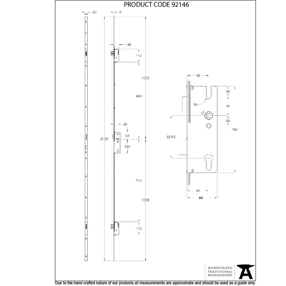 From The Anvil - BZP Winkhaus 2.1m Thunderbolt Espag Lock 45mmBS | Sku. 92146 | Trade Door Handles.