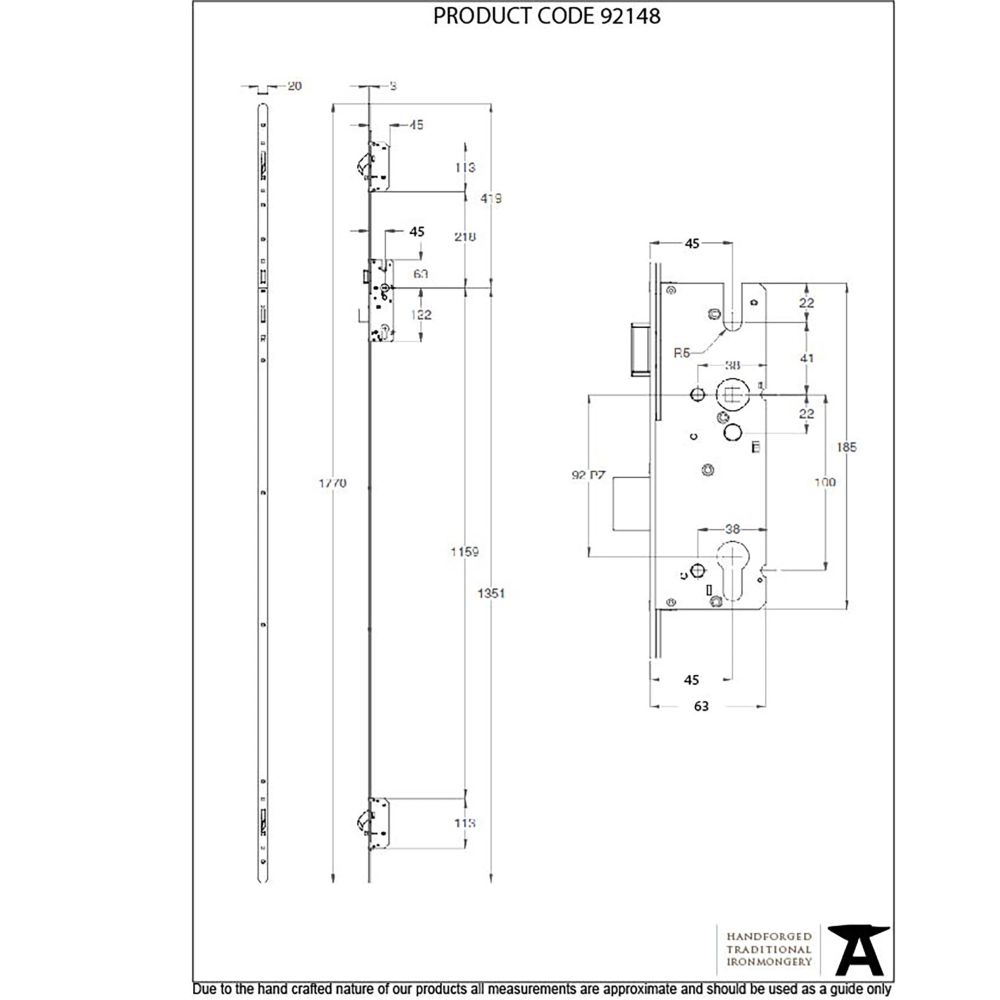 From The Anvil - BZP Winkhaus 1.77m AV2 RH Heritage Lock 45mmBS | Sku. 92148 | Trade Door Handles.