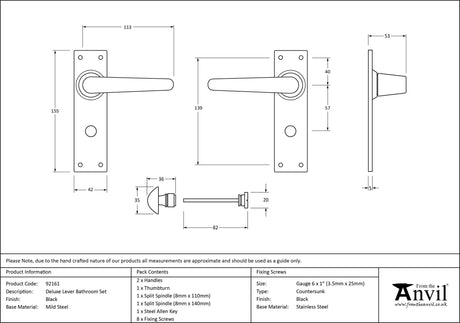 From The Anvil - Black Deluxe Lever Bathroom Set | Sku. 92161 | Trade Door Handles.