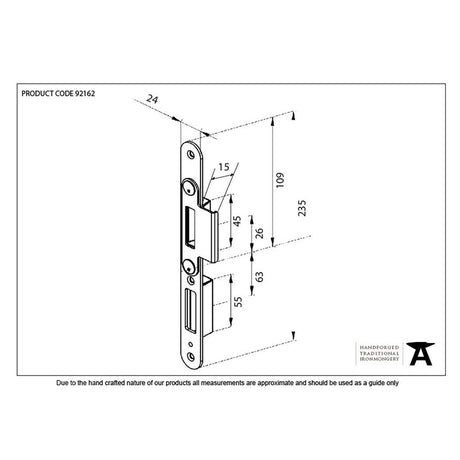 From The Anvil - BZP Winkhaus Centre Latch Keep LH 44mm Door | Sku. 92162 | Trade Door Handles.
