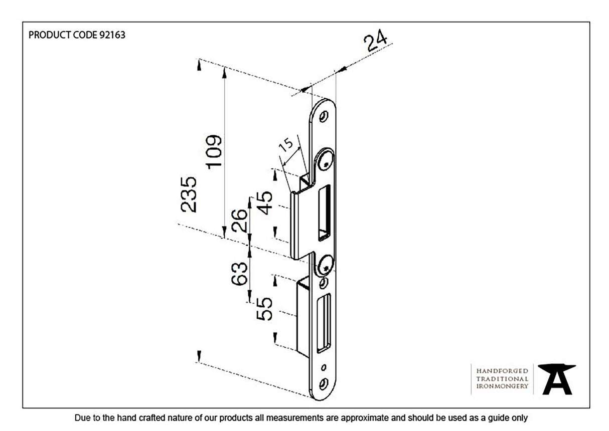 From The Anvil - BZP Winkhaus Centre Latch Keep RH 44mm Door | Sku. 92163 | Trade Door Handles.