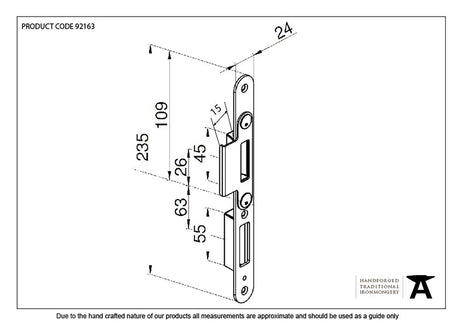 From The Anvil - BZP Winkhaus Centre Latch Keep RH 44mm Door | Sku. 92163 | Trade Door Handles.