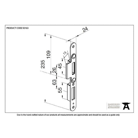 From The Anvil - BZP Winkhaus Centre Latch Keep RH 44mm Door | Sku. 92163 | Trade Door Handles.