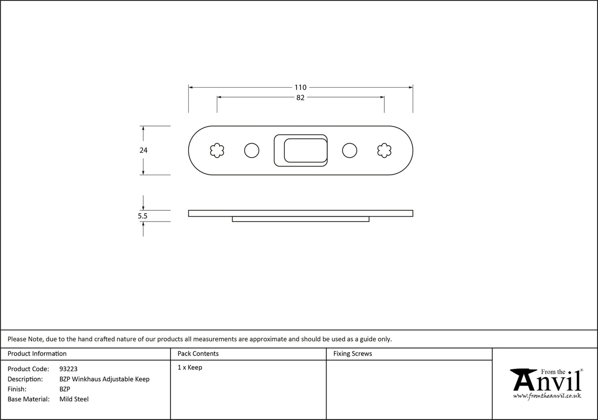 From The Anvil - BZP Winkhaus Adjustable Keep | Sku. 93223 | Trade Door Handles.