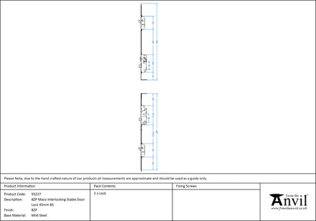 From The Anvil - BZP Maco Interlocking Stable Door Lock 45mm BS | Sku. 93227 | Trade Door Handles.