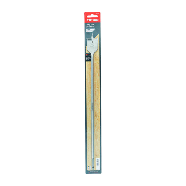 This is an image of Timco - Long Flat Wood Bit 32.0 x 400 (1 Each Blister Pack) 932534