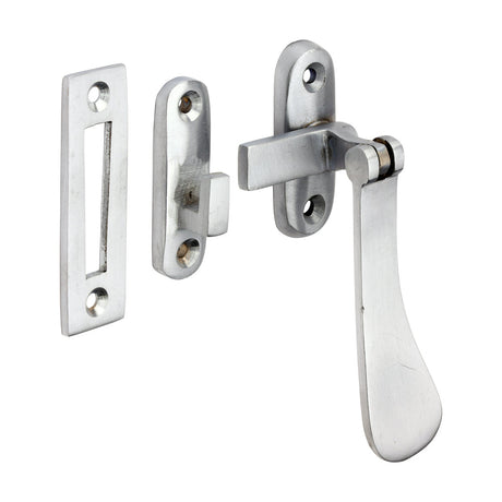 This is an image of Timco - Hook & Mortice Plate Casement Fastener - Satin Chrome 54 x 19 (1 Each TIMpac) 949353P
