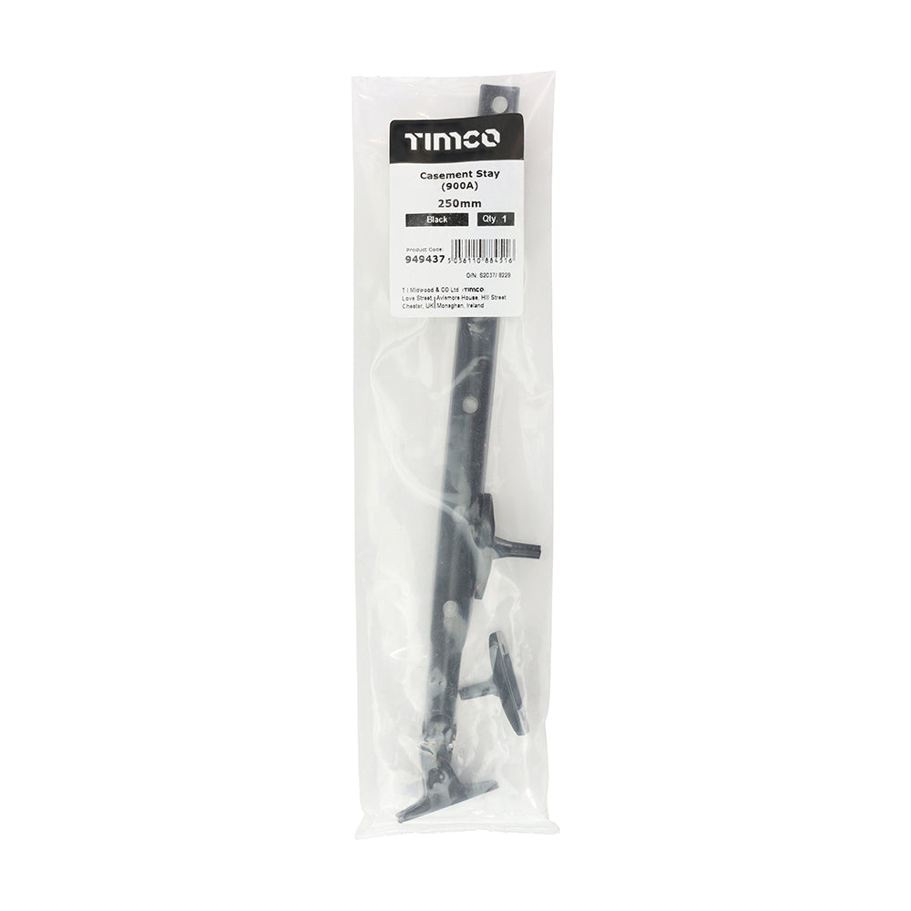 This is an image of Timco - Casement Stay (900A) - Black 250mm (1 Each Bag) 949437
