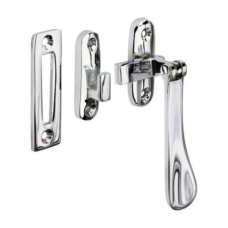 This is an image of Timco - Hook & Mortice Plate Casement Fastener - Polished Chrome 54 x 19 (1 Each TIMpac) 949606P