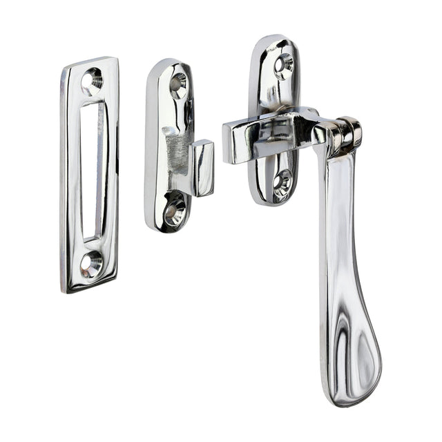 This is an image of Timco - Hook & Mortice Plate Casement Fastener - Polished Chrome 54 x 19 (1 Each TIMpac) 949606P
