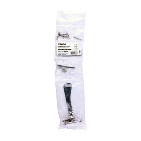 This is an image of Timco - Hook & Mortice Plate Casement Fastener - Polished Chrome 54 x 19 (1 Each Bag) 949606
