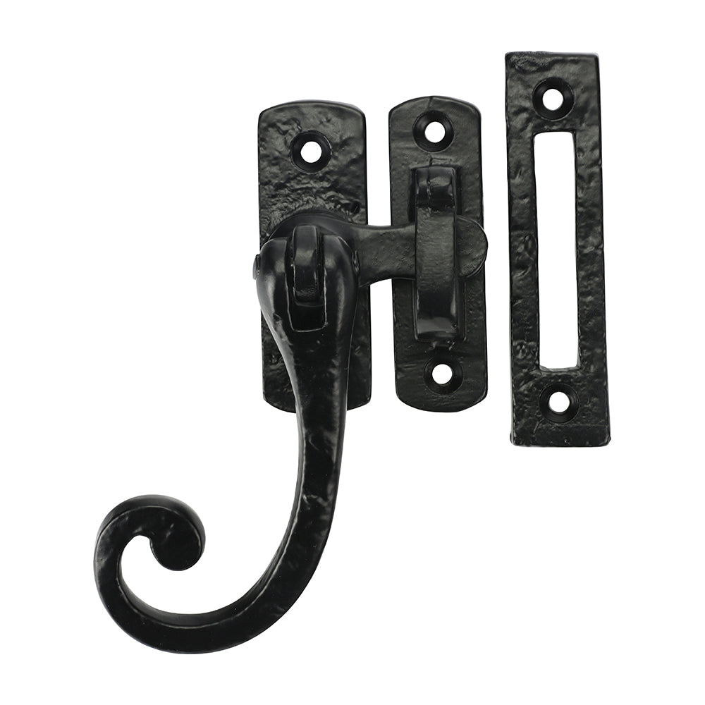 This is an image of Timco - Curly Tail Casement Fastener - Antique Black 86mm (1 Each Bag) 949946