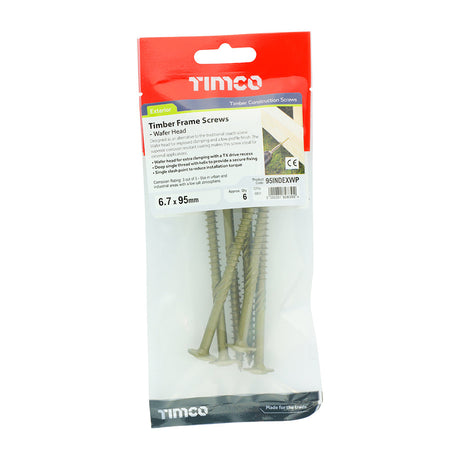 This is an image of Timco - Timber Screws - TX - Wafer - Exterior - Green 6.7 x 95mm - (6 PCS TIMpac) 95INDEXWP