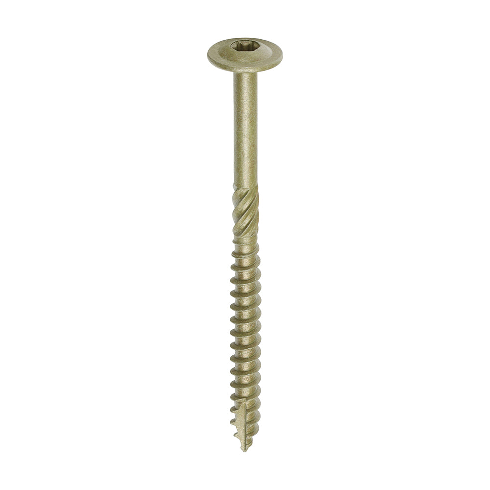This is an image of Timco - Timber Frame Construction & Landscaping Screws - Wafer - Exterior - Green Organic 6.7 x 95mm - (50 PCS Box) 95INW