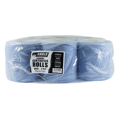 This is an image of Timco - Centrefeed Rolls - Blue - Economy 60m x 170mm (6 Pieces Pack) 973169