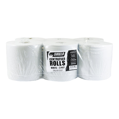 This is an image of Timco - Centrefeed Rolls - White 150m x 170mm (6 Pieces Pack) 973359