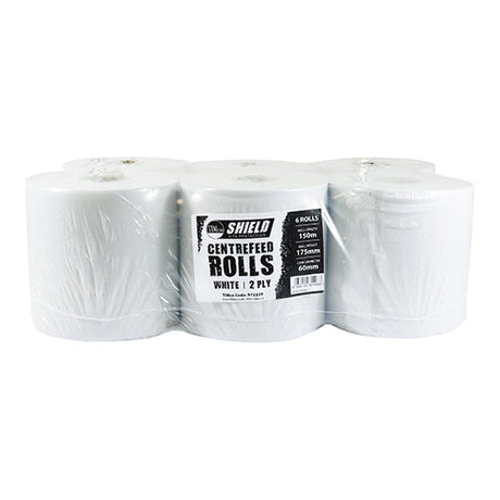 This is an image of Timco - Centrefeed Rolls - White 150m x 170mm (6 Pieces Pack) 973359